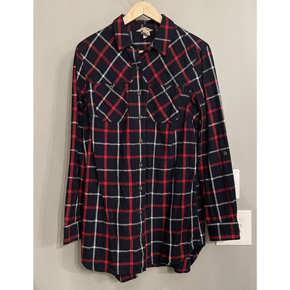 Duluth Trading Top Button Up Flannel Shirt Womens Medium EUC
